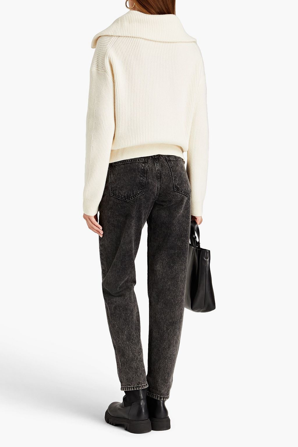 MAJE Ribbed wool-blend half-zip sweater