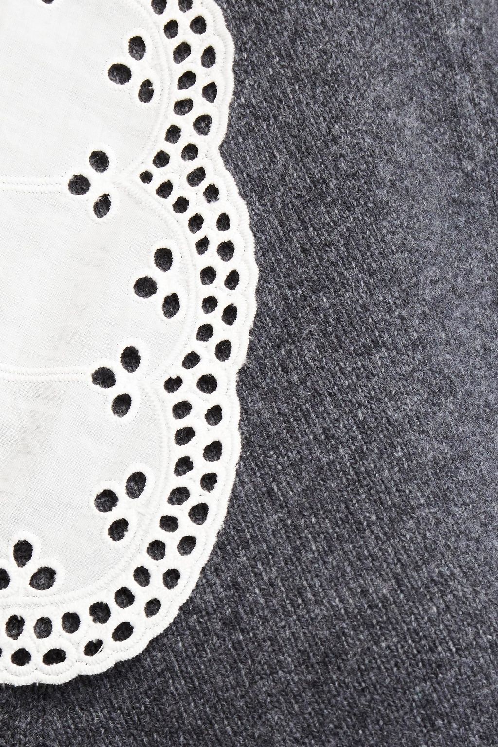 MAJE Broderie anglaise-trimmed wool-blend sweater