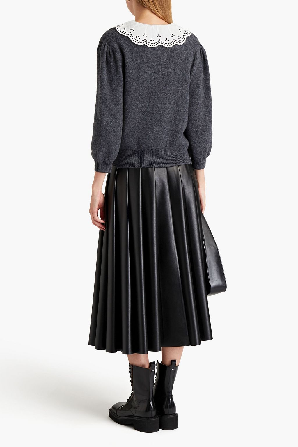 MAJE Broderie anglaise-trimmed wool-blend sweater
