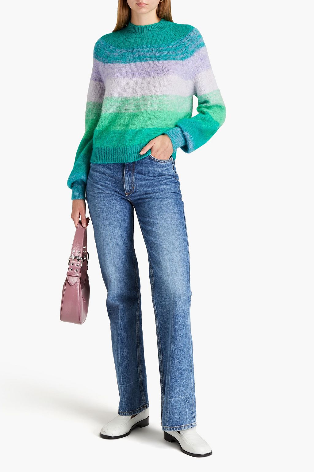 MAJE Gebürsteter Strickpullover mit Streifen