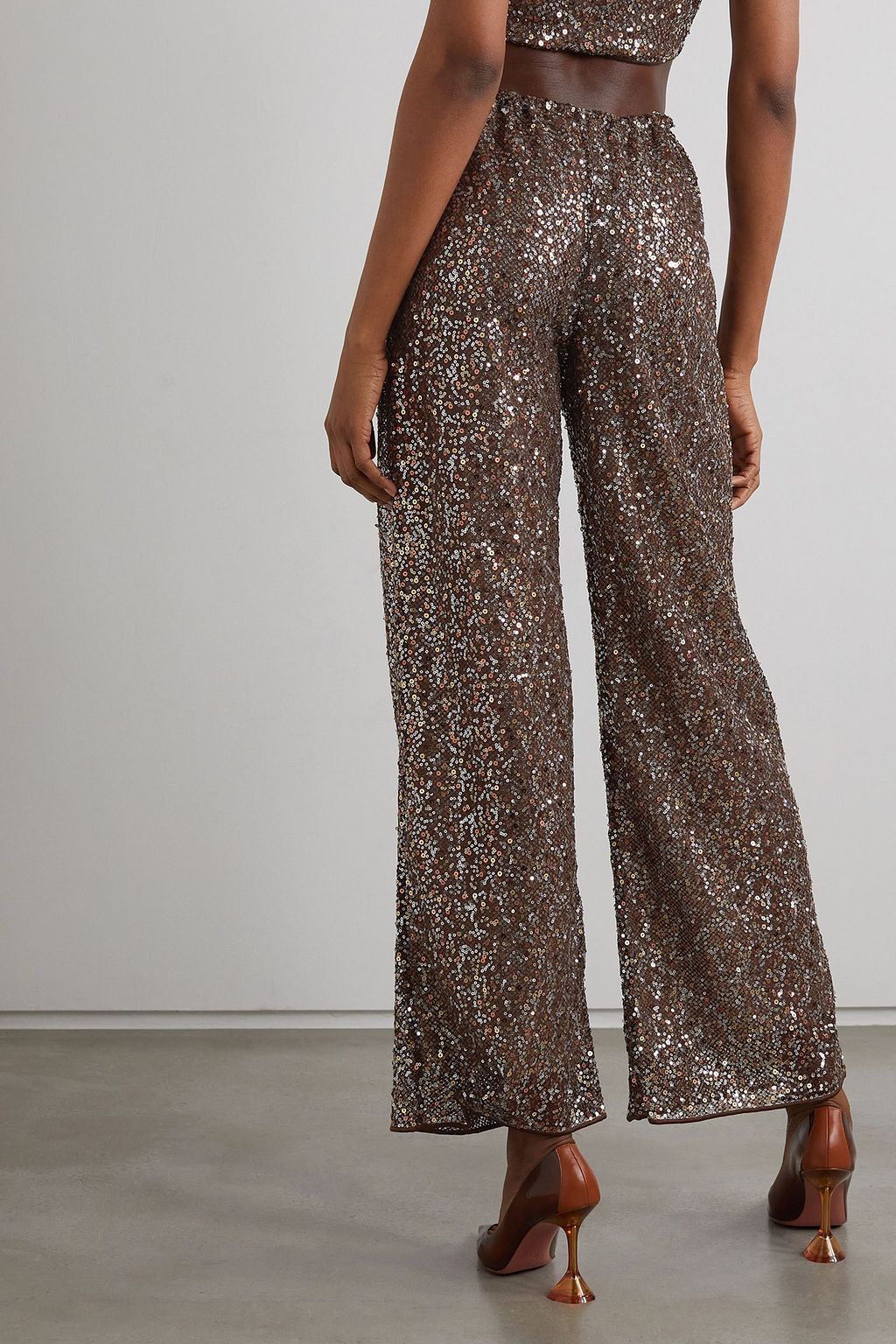 OSÉREE Netquins sequined tulle wide-leg pants