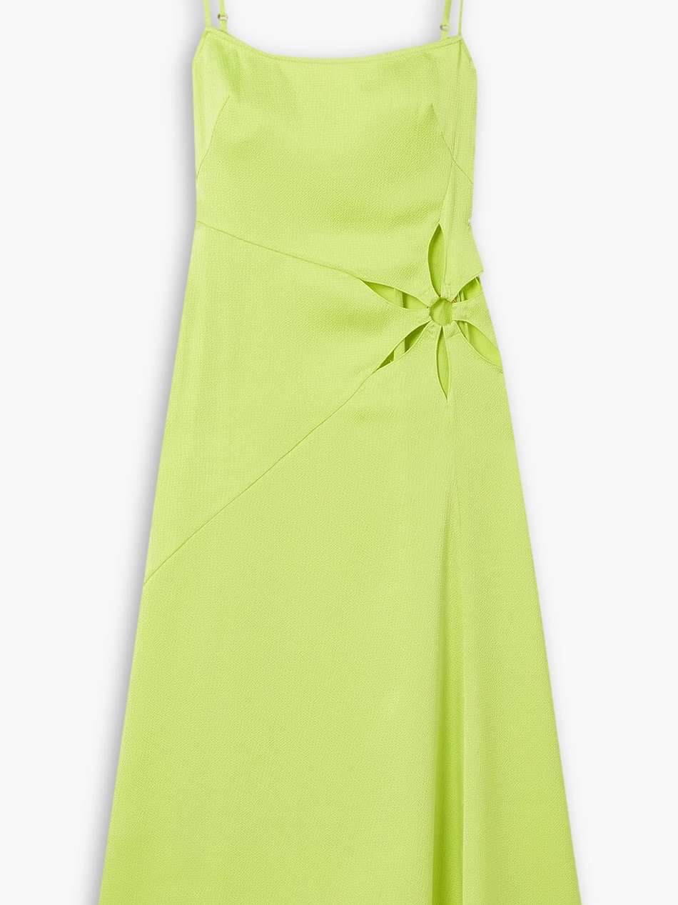 imogen cutout hammered-satin midi dress