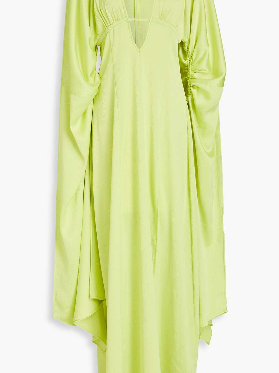 winona ruched hammered-satin gown