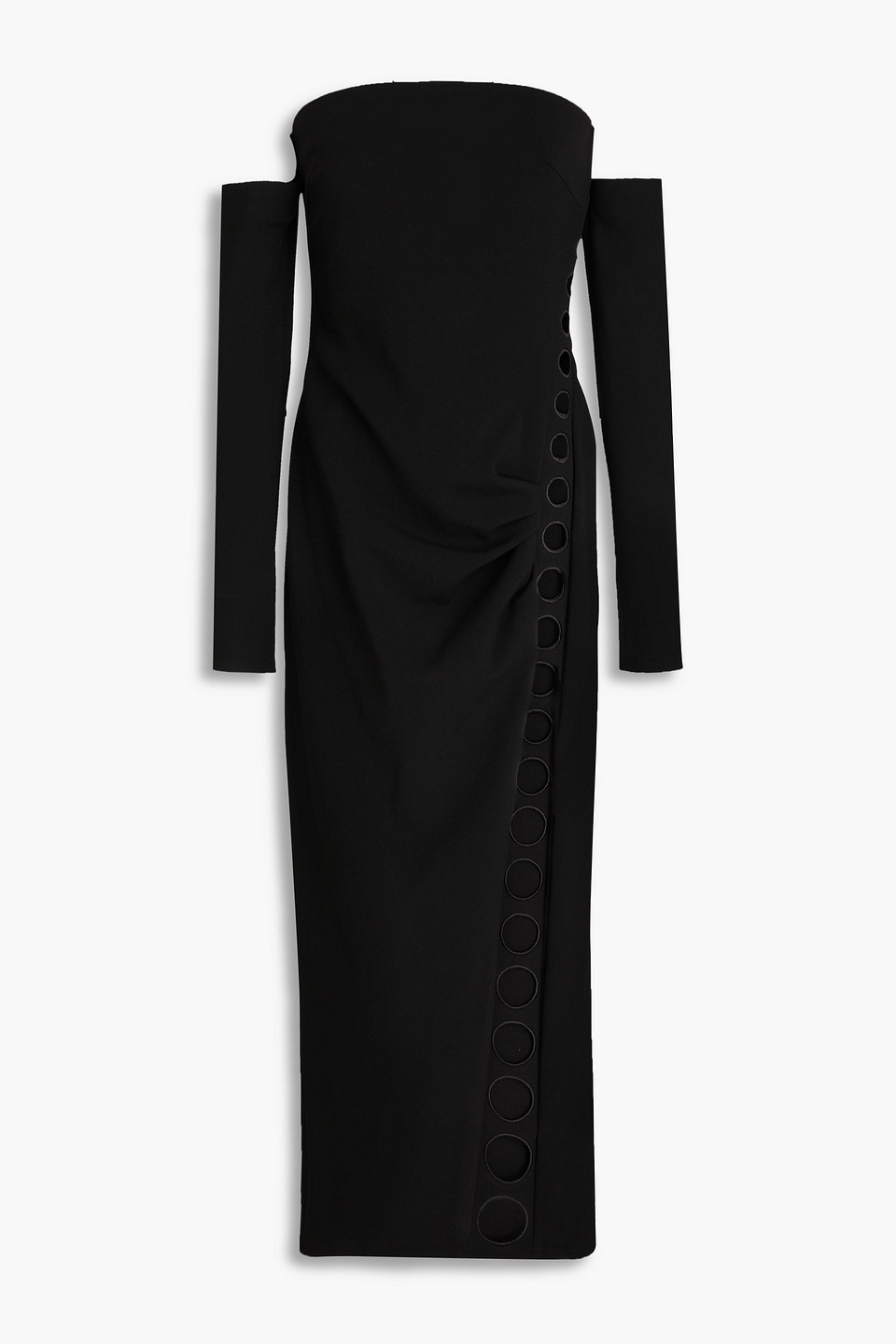Cult Gaia Capri Off-the-shoulder Long Sleeve Maxi Dress In Black