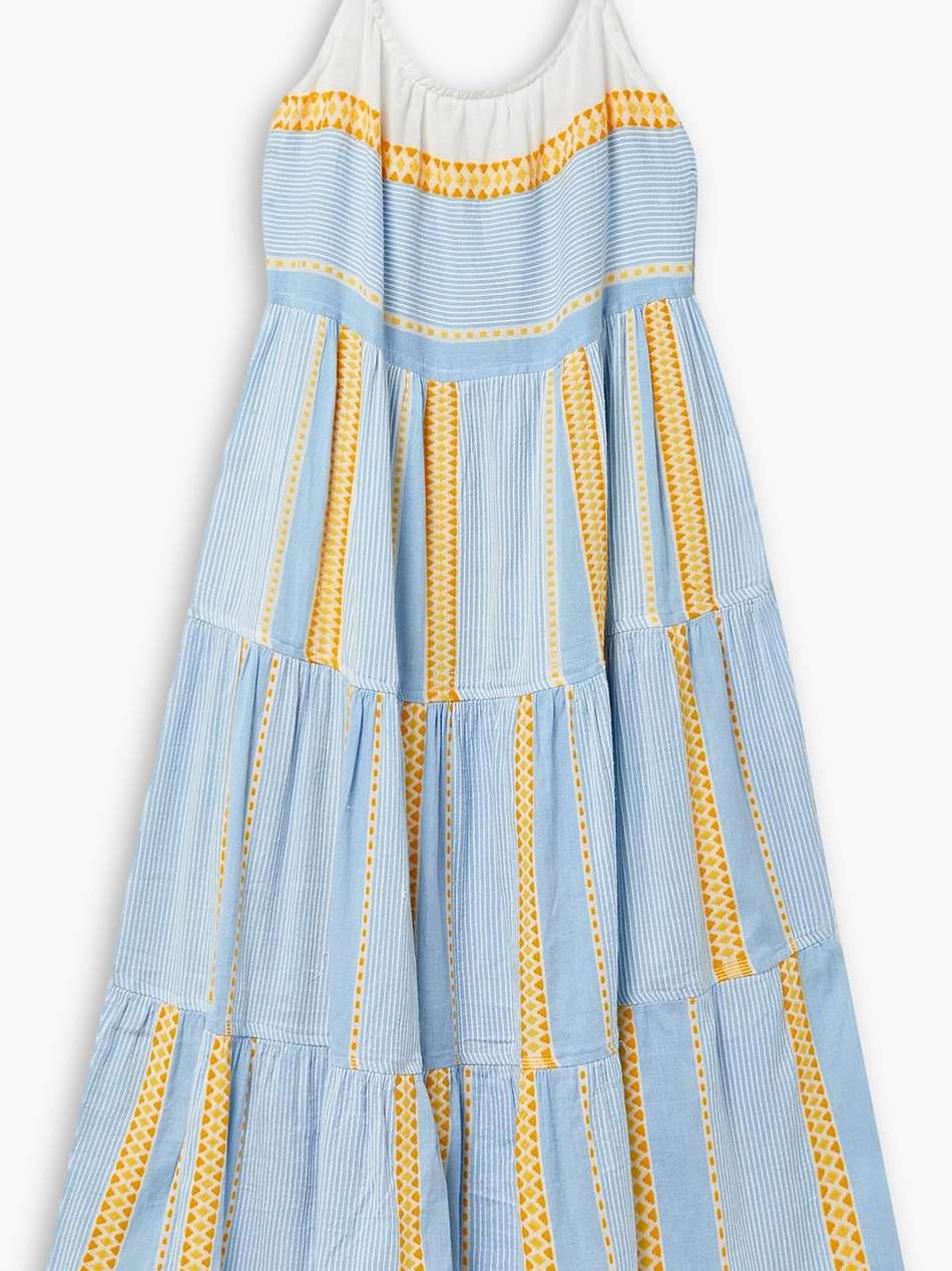 jemari tiered striped cotton-blend gauze midi dress