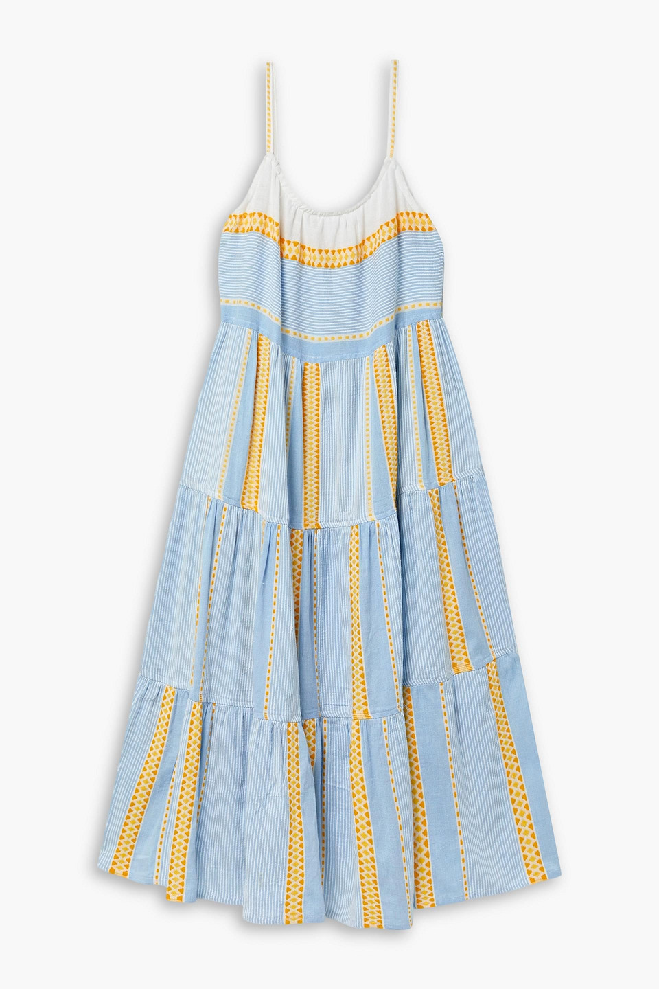 Jemari tiered striped cotton-blend gauze midi dress