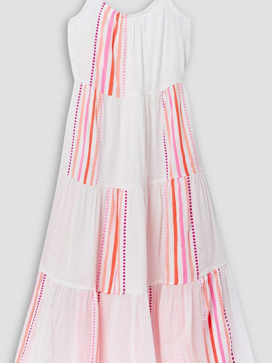 eshe tiered striped cotton-blend gauze midi dress