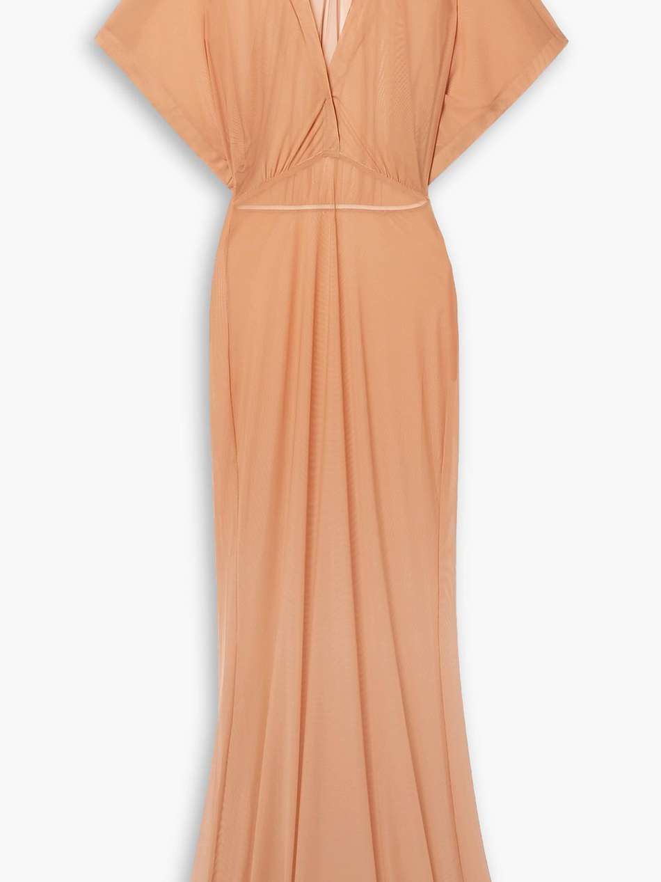 obie draped stretch-mesh maxi dress