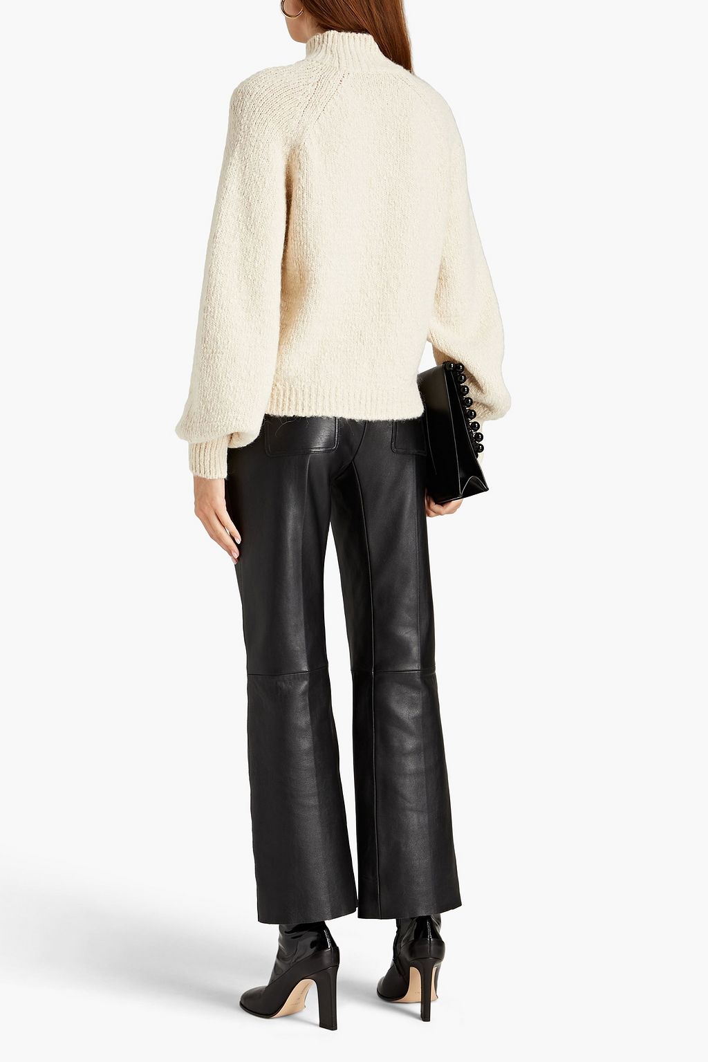 MAJE Bouclé-knit cotton-blend turtleneck sweater