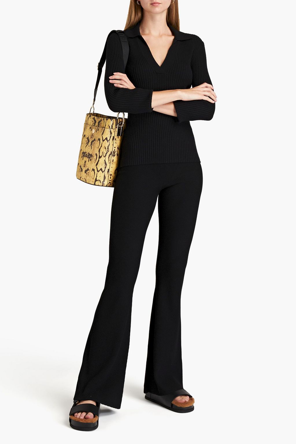 MAJE كنزة رياضية بولو من نسيج بحبكة مضلّعة