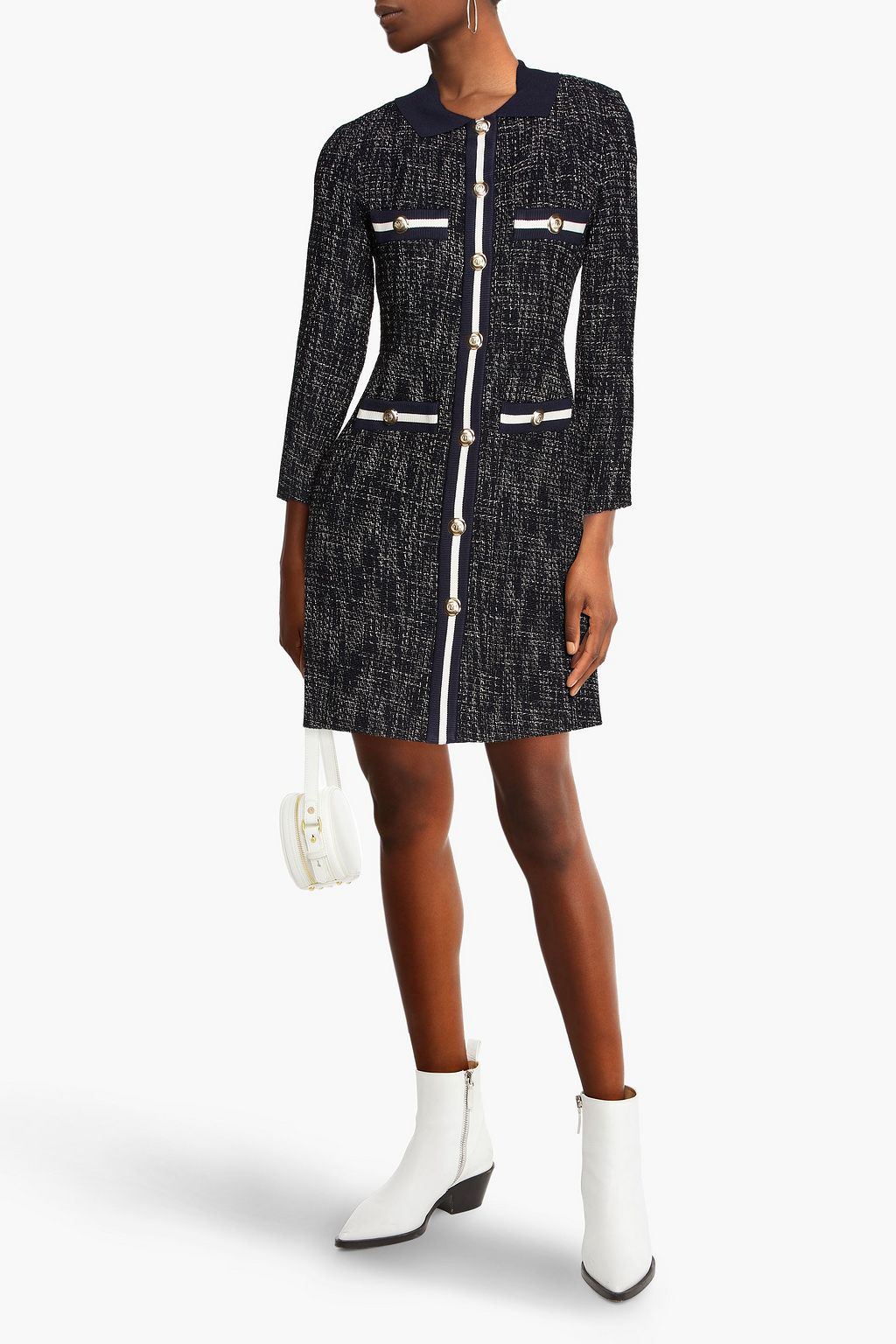 MAJE Hemdkleid aus Tweed in Minilänge