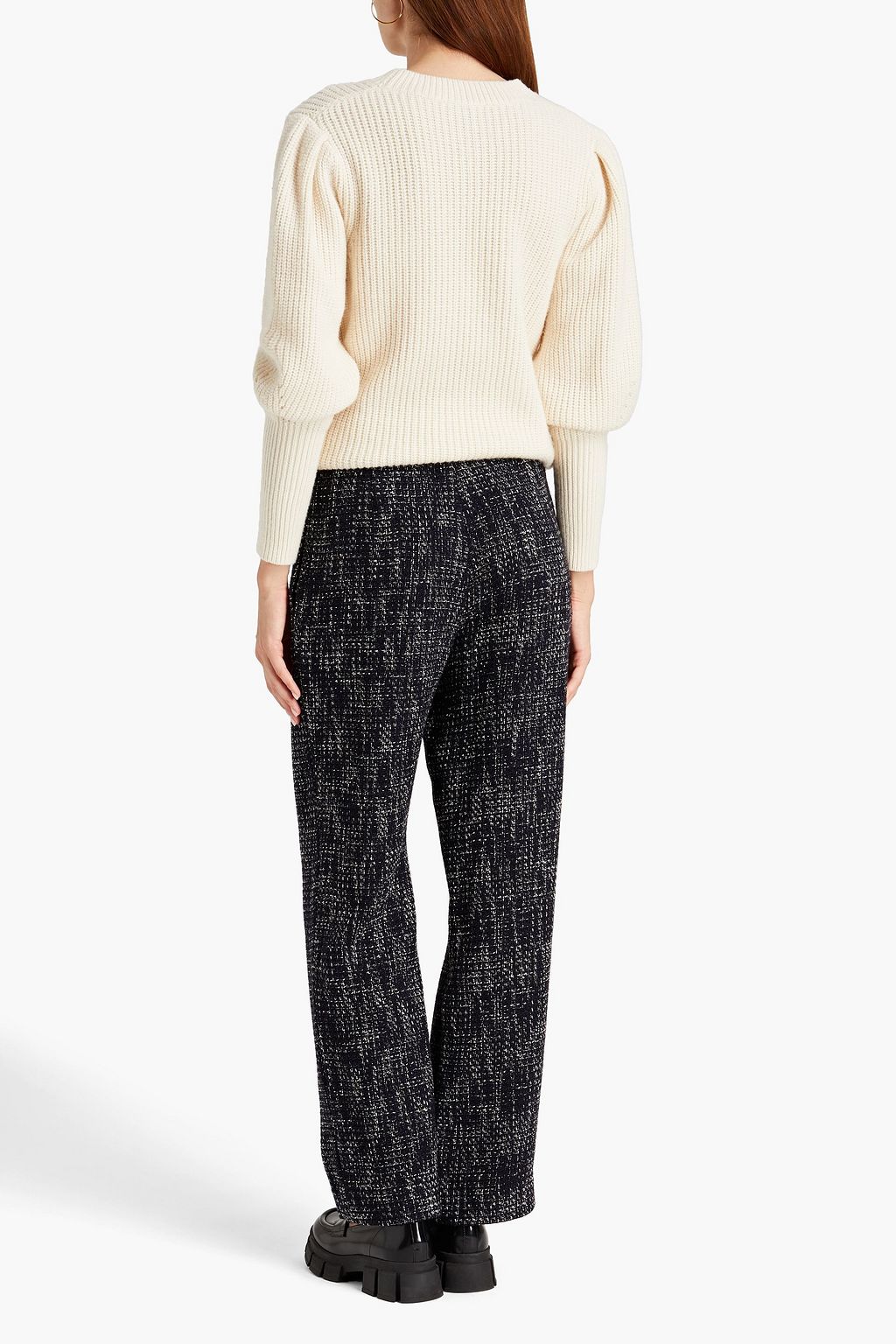 MAJE Cotton-blend tweed straight-leg pants