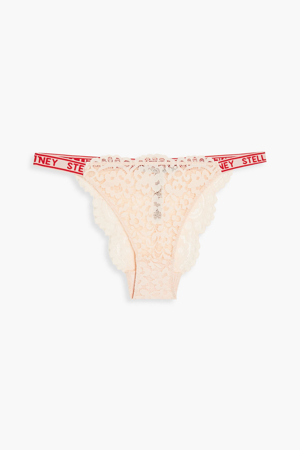 stella mccartney - monogram-trimmed lace low-rise briefs - pink - s