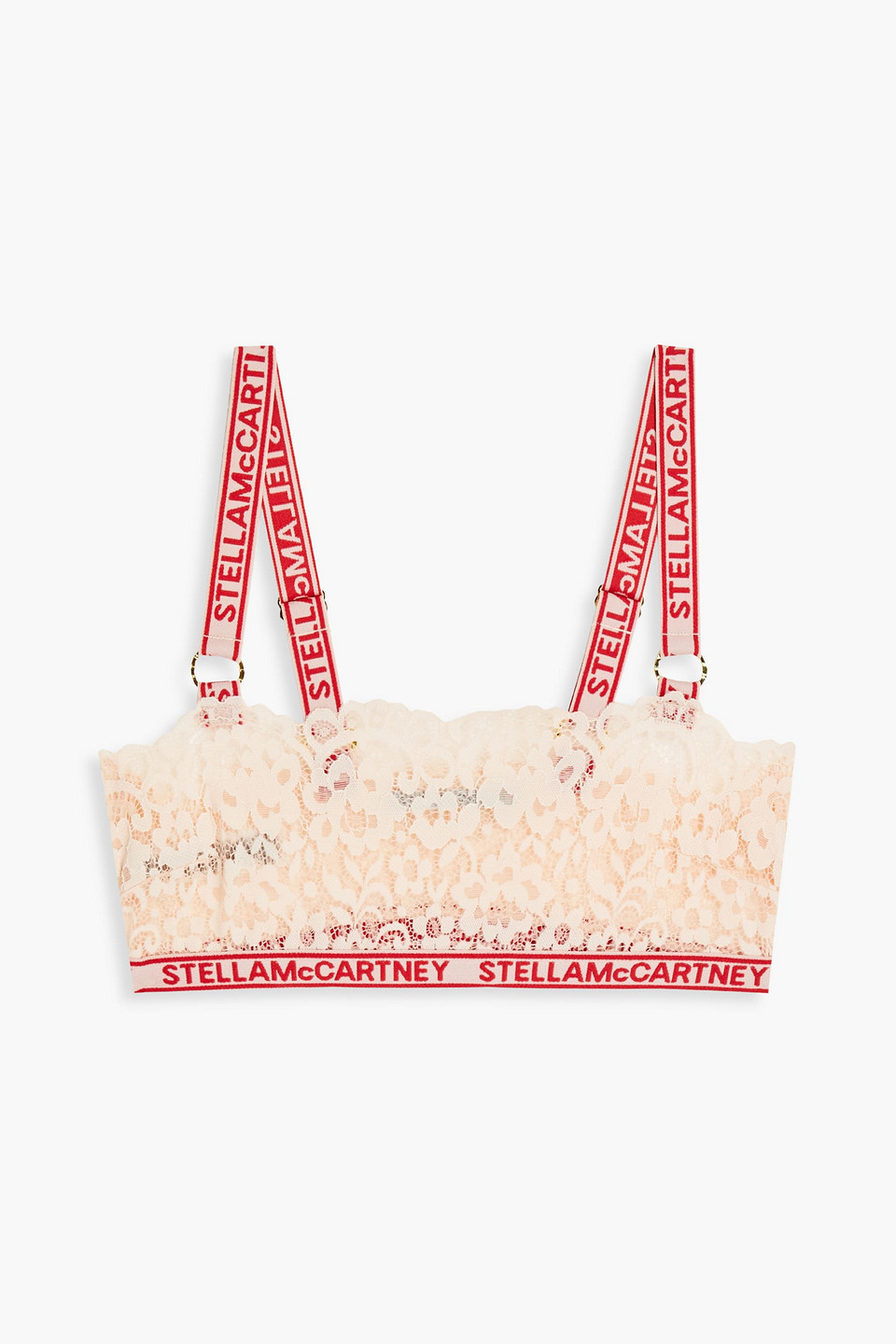 Stella McCartney Flounce monogram-trimmed lace bralette