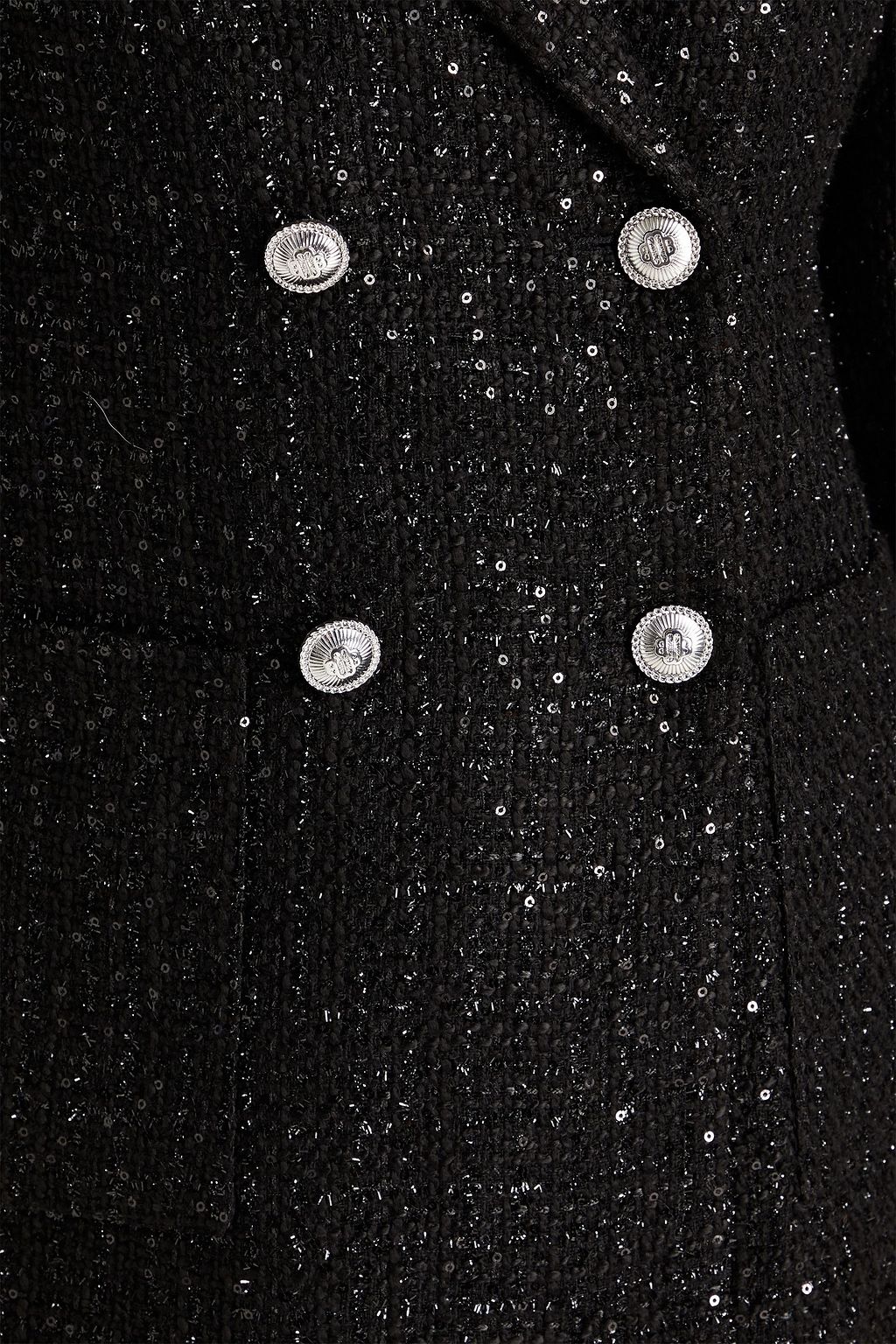 MAJE Double-breasted sequined tweed blazer