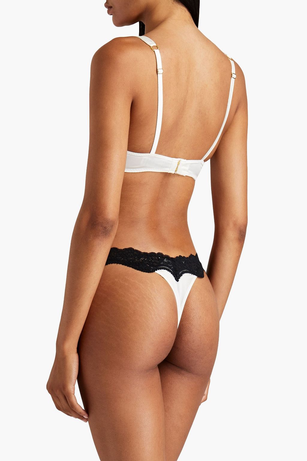 STELLA MCCARTNEY Balconette-BH mit Bügel aus Satin aus Stretch-Seide mit Spitzenbesatz
