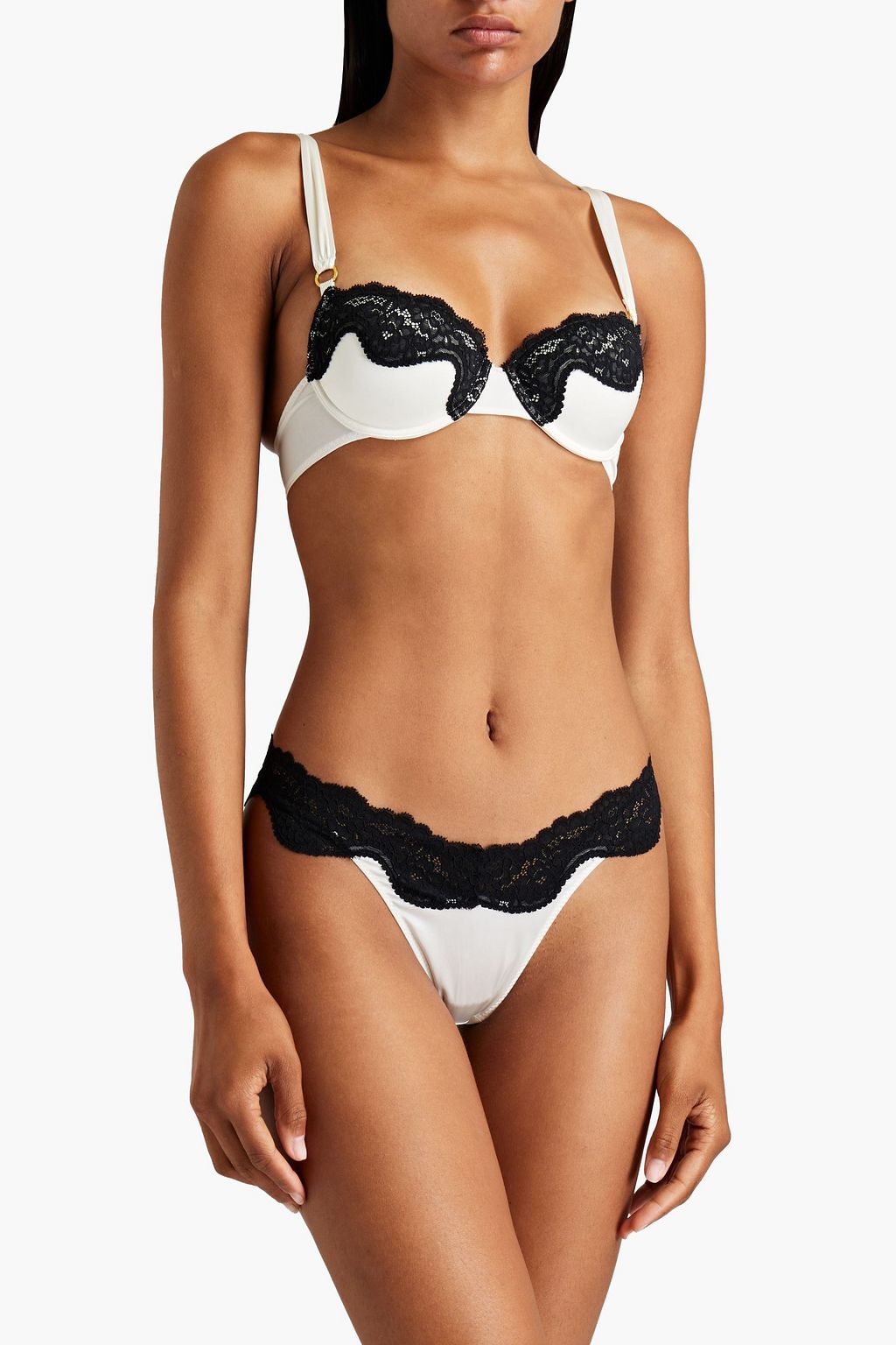 STELLA MCCARTNEY Balconette-BH mit Bügel aus Satin aus Stretch-Seide mit Spitzenbesatz