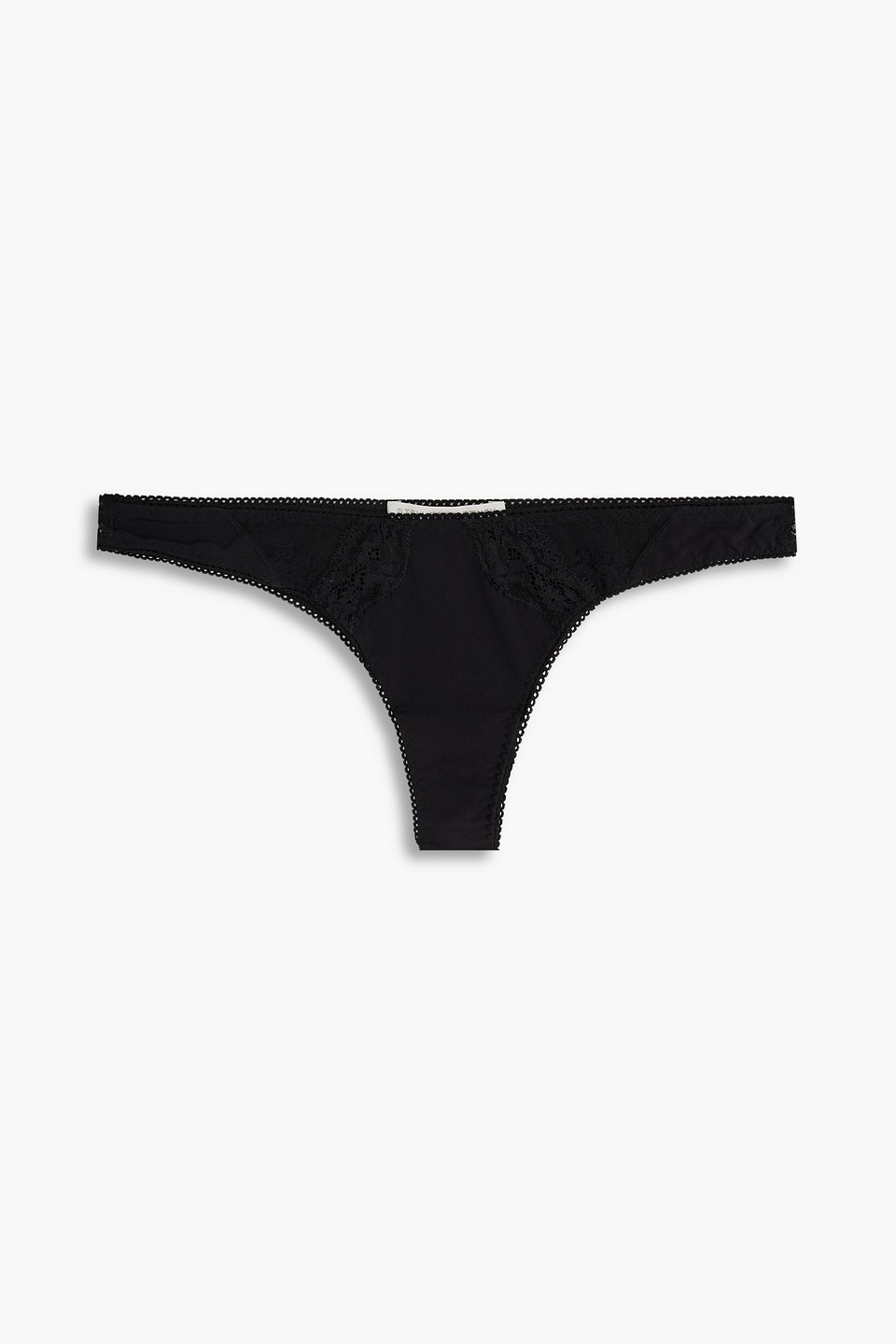 stella mccartney - lace-trimmed stretch-jersey low-rise briefs - black - s