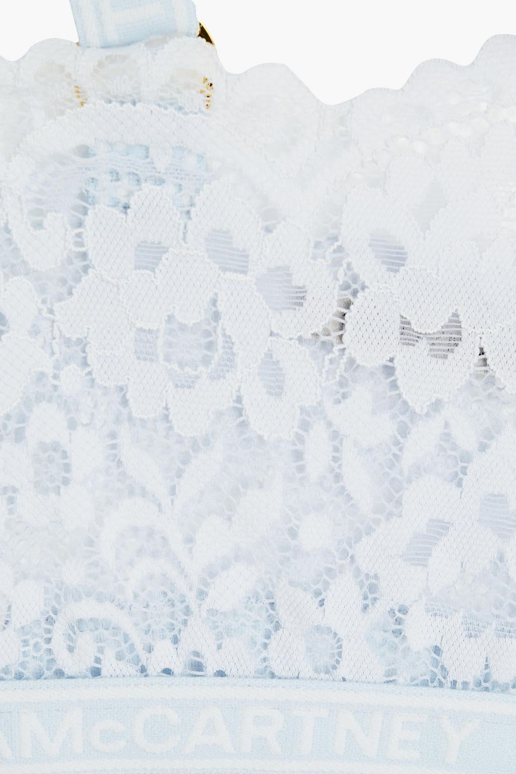 STELLA MCCARTNEY Flounce monogram-trimmed lace bralette