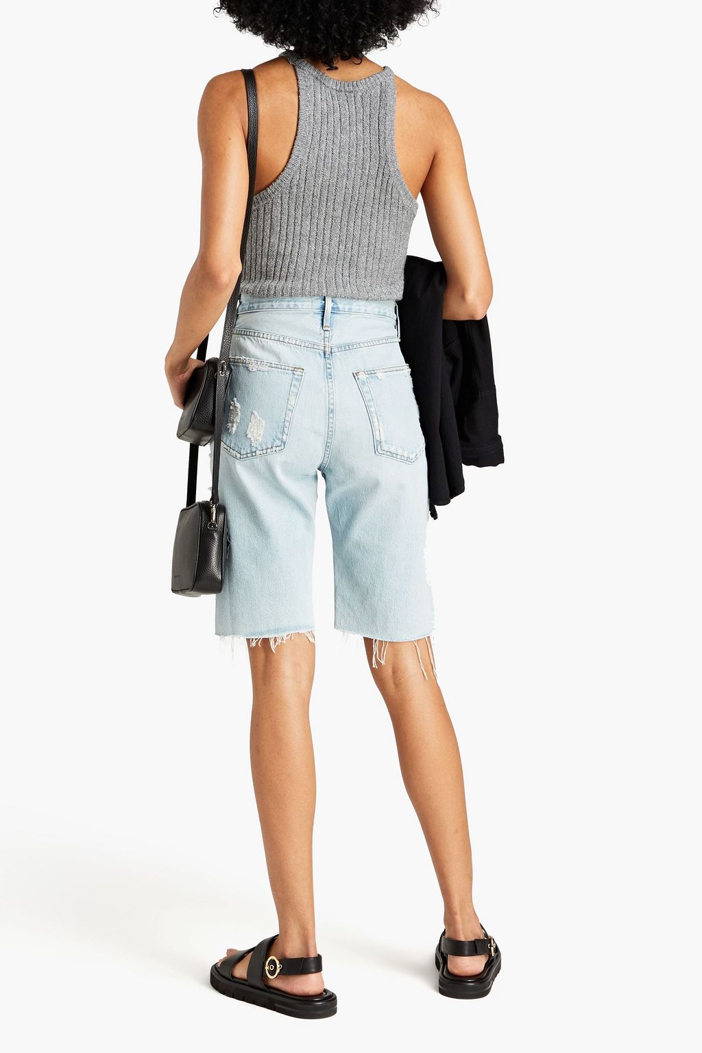 FRAME Le Vintage Bermuda distressed denim shorts | THE OUTNET