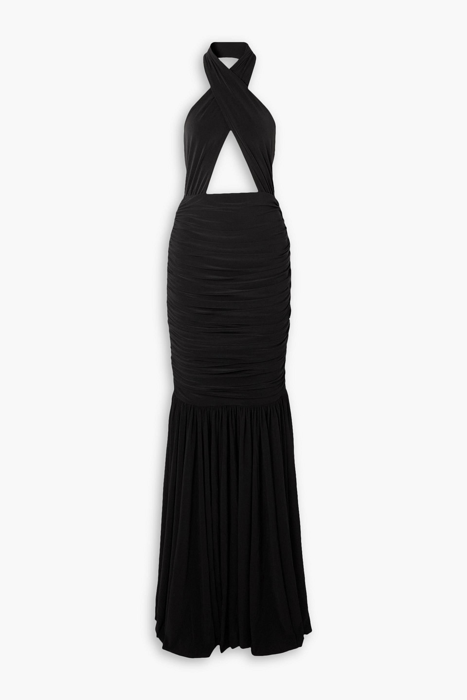 Norma Kamali Cross Halter Side Drape Gown In Black