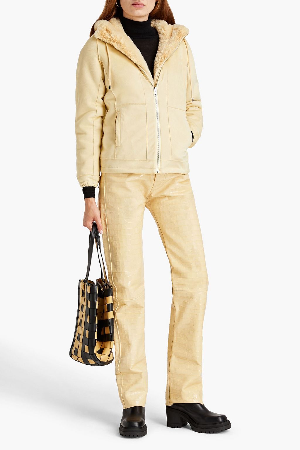 MAJE Convertible faux suede hooded jacket