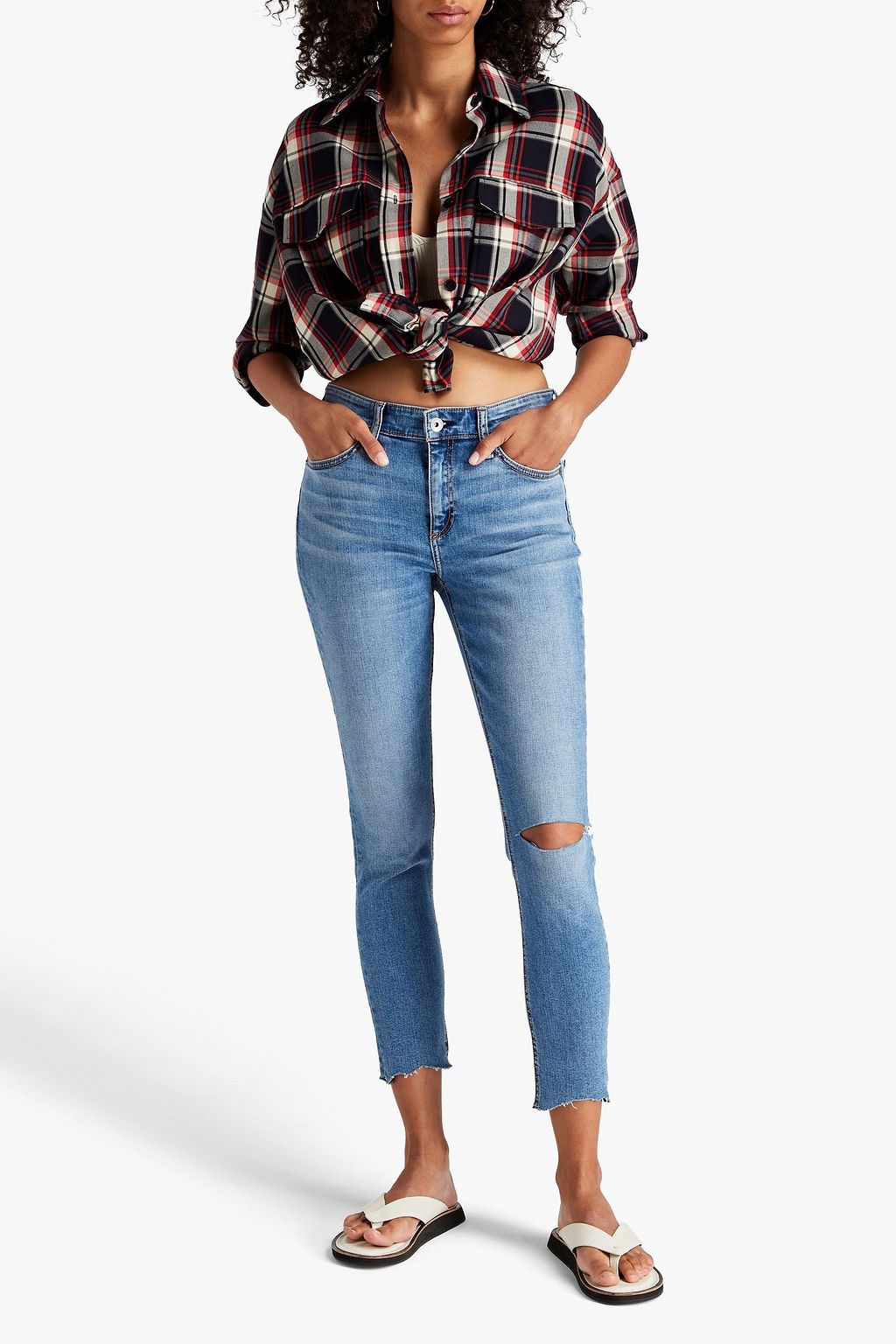 RAG & BONE Cate cropped distressed mid-rise skinny jeans