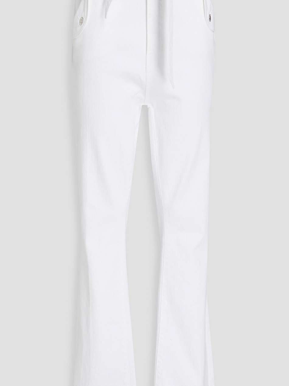 belted high-rise bootcut jeans
