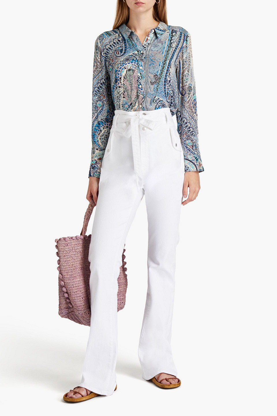 VERONICA BEARD BELTED HIGH-RISE BOOTCUT JEANS