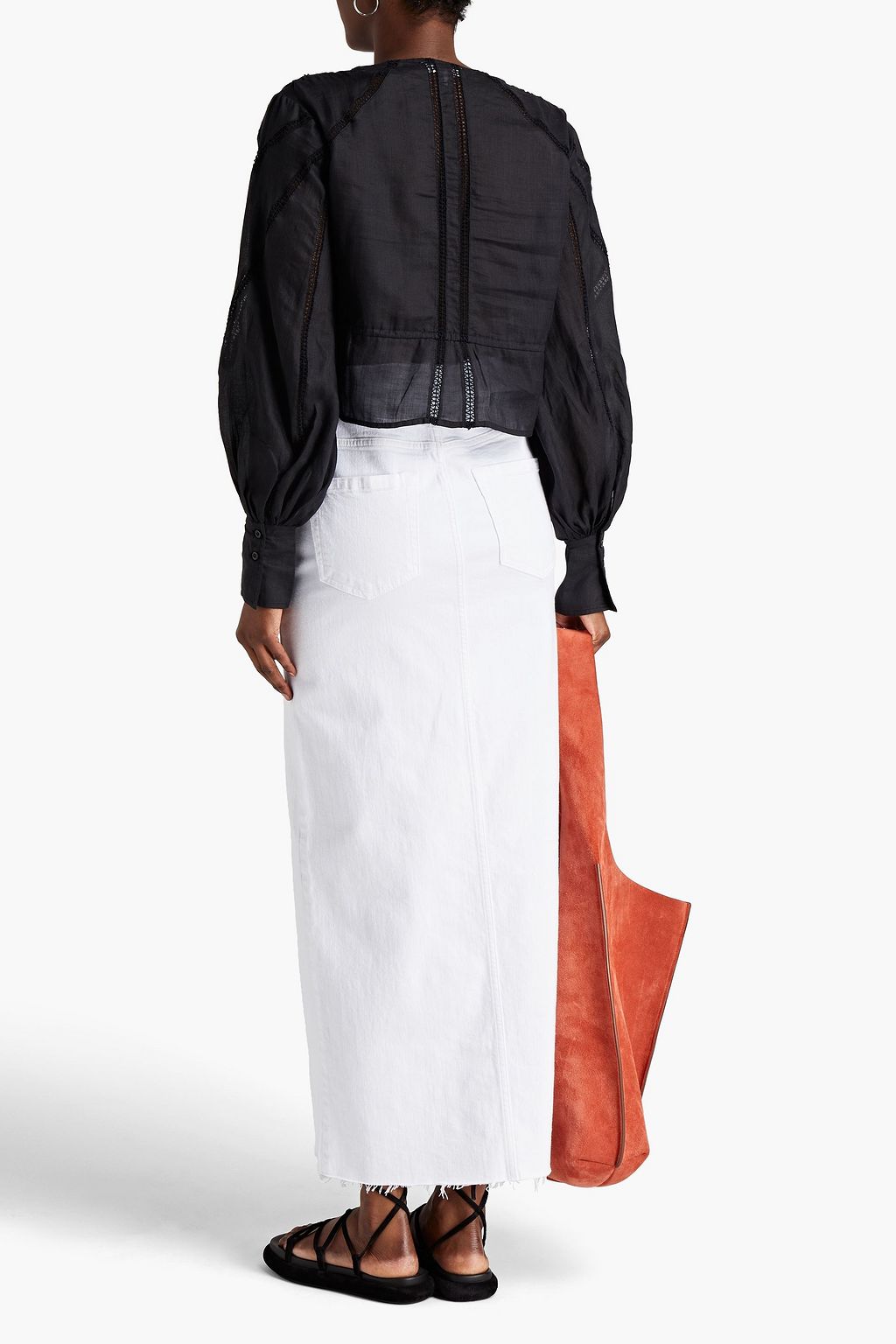 FRAME Crochet-trimmed ramie-gauze top