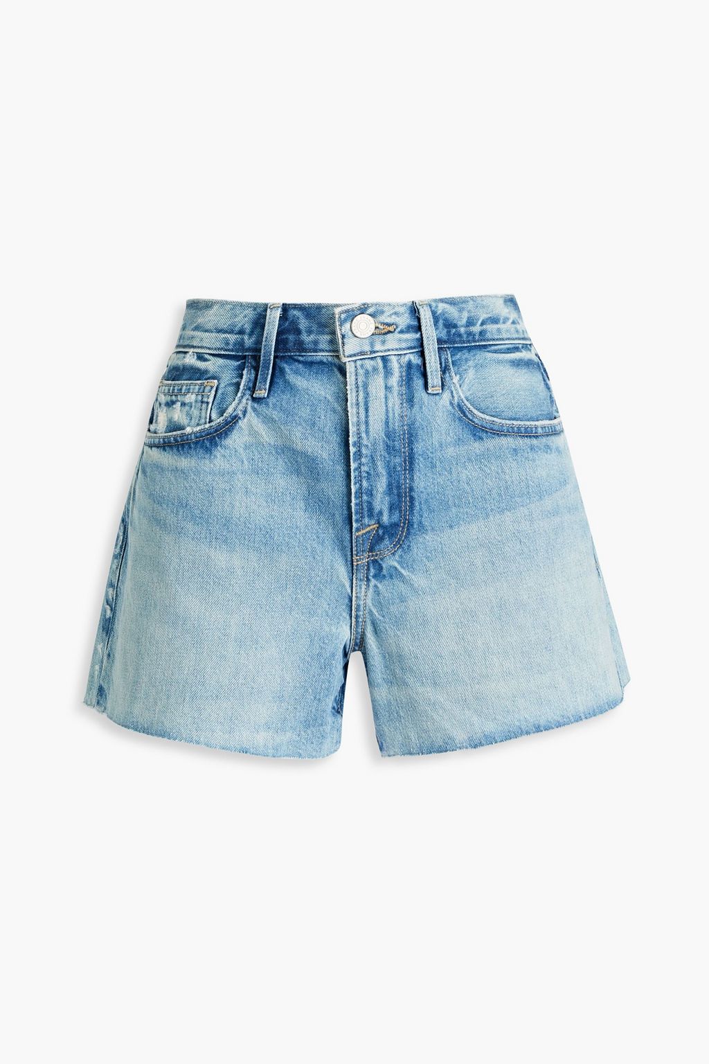 FRAME Le Brigitte faded denim shorts | THE OUTNET