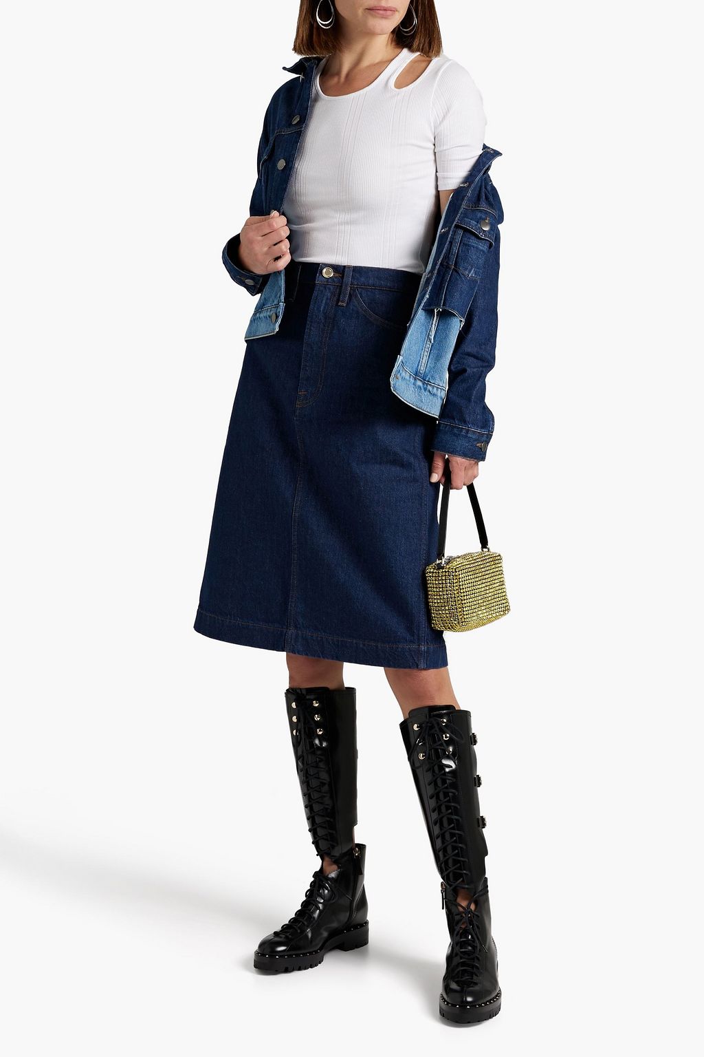 FRAME Layered frayed denim jacket