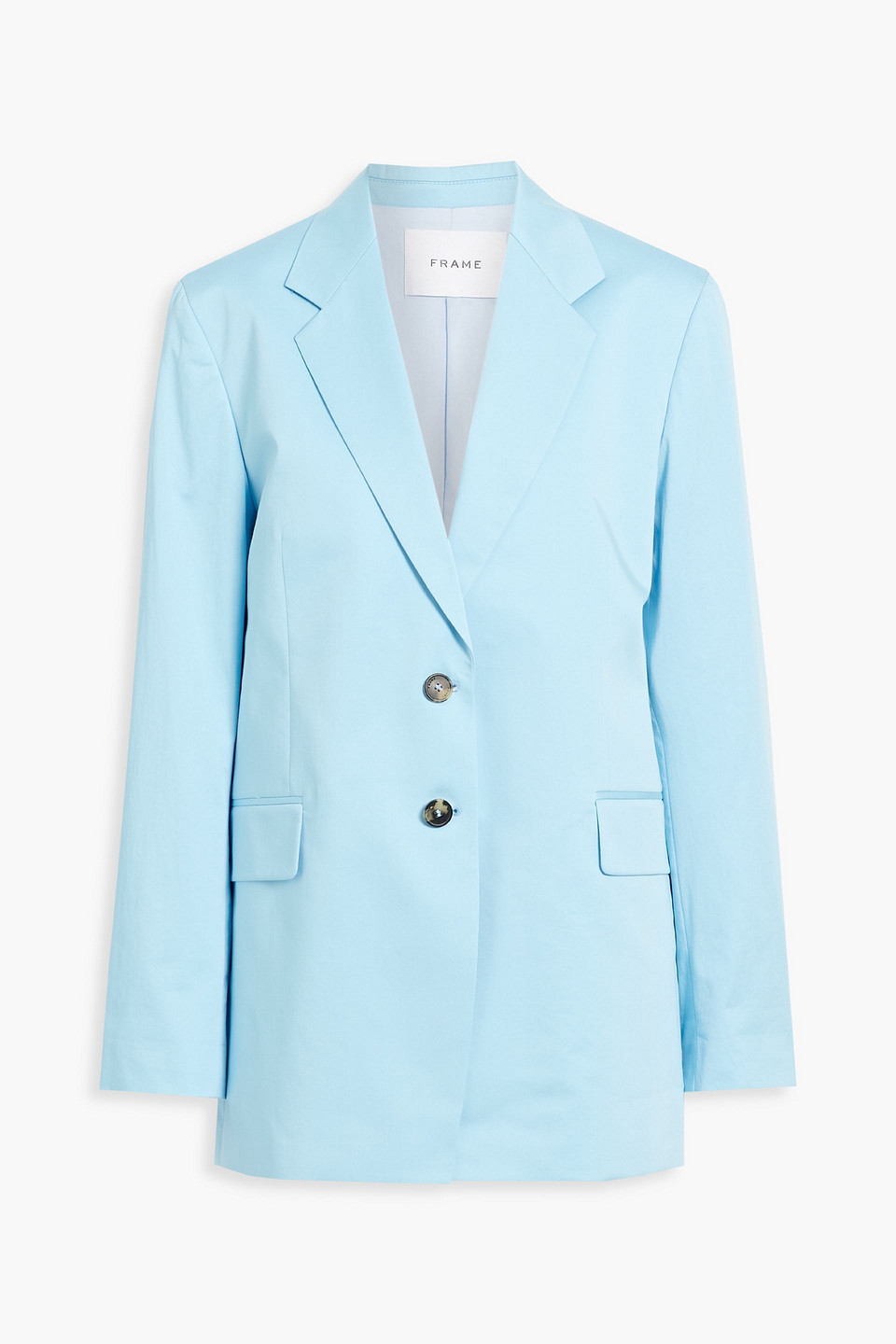 frame - oversized cotton-blend poplin blazer - blue - s