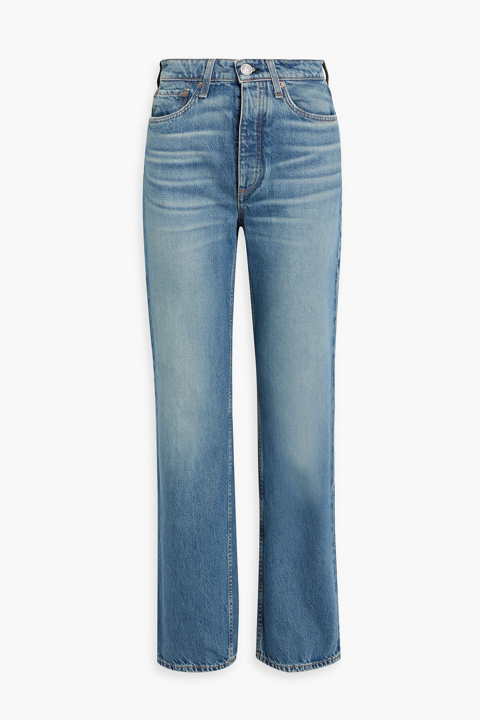 Rag & Bone Alex Faded High-rise Straight-leg Jeans In Mid Denim