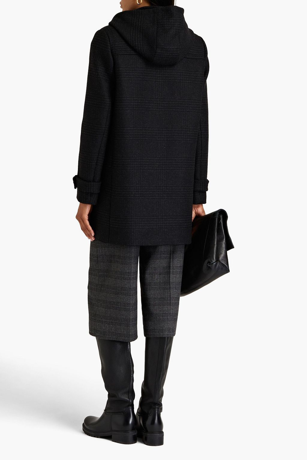 CLAUDIE PIERLOT Genna doppelreihiger Mantel aus einer Wollmischung mit Glencheck-Muster