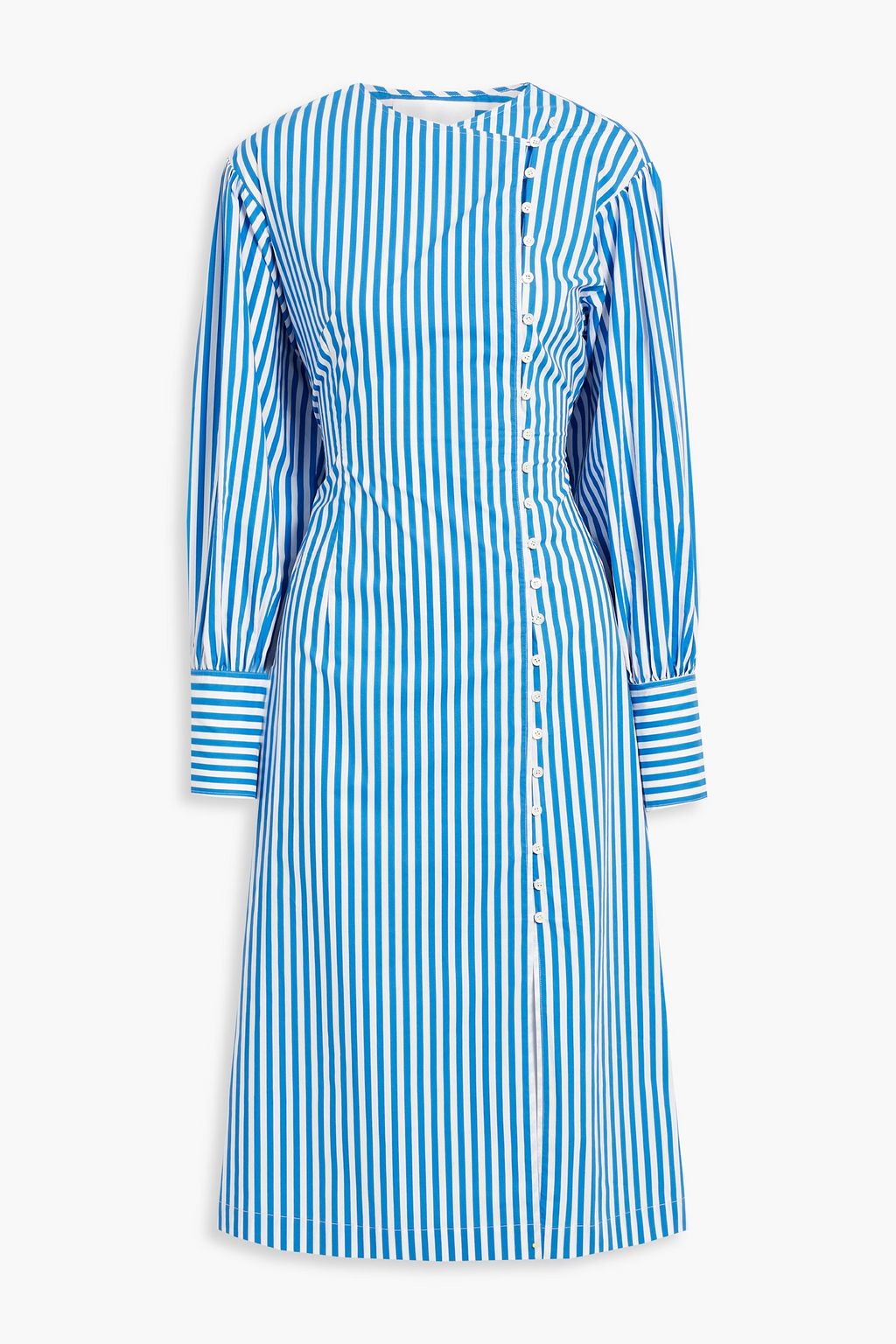 FRAME Striped organic cotton-poplin midi shirt dress | THE OUTNET