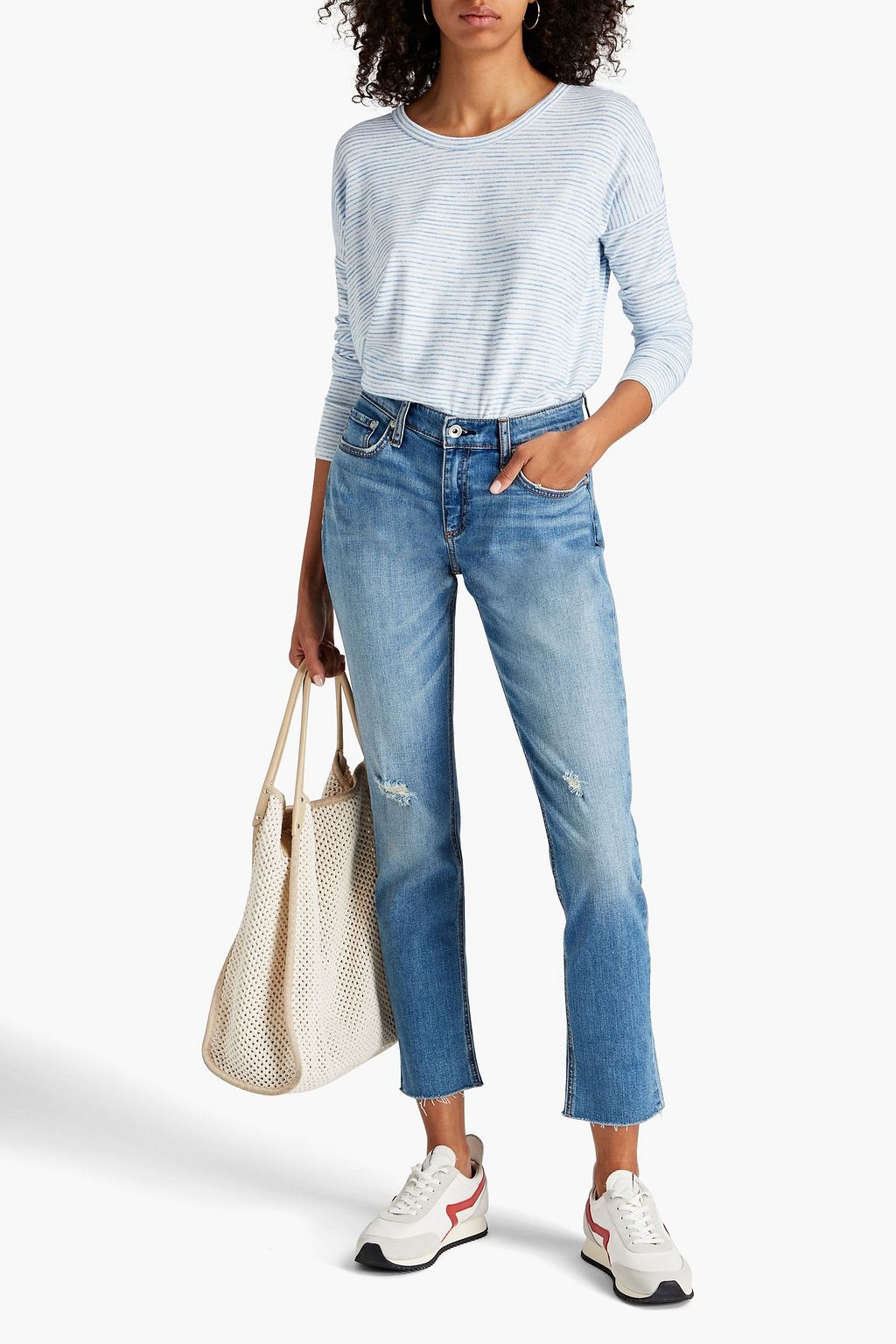 RAG & BONE Dre distressed mid-rise slim-leg jeans