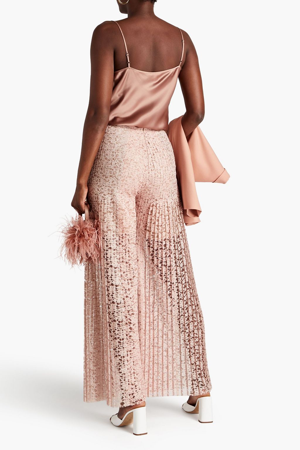 HUISHAN ZHANG Mariela plissé-lace wide-leg pants