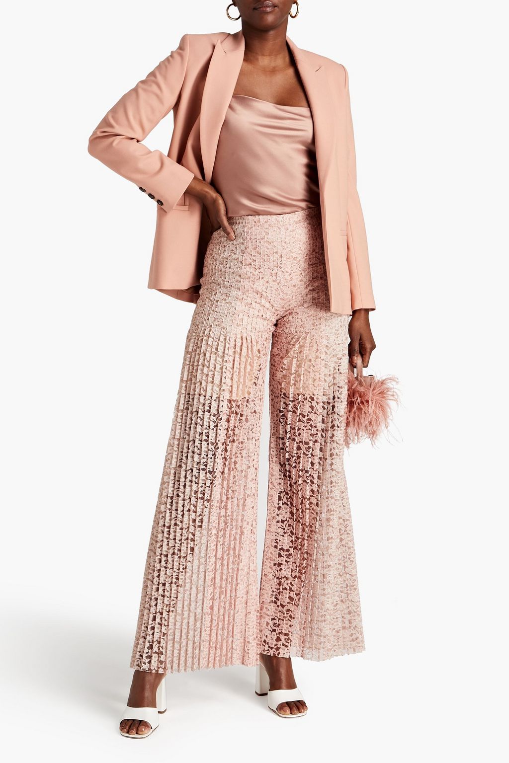 HUISHAN ZHANG Mariela plissé-lace wide-leg pants