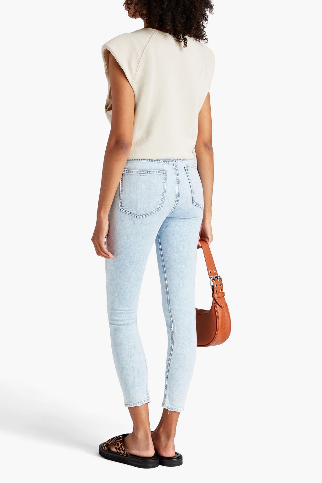RAG & BONE Nina 페이디드 하이라이즈 크롭 스키니 진