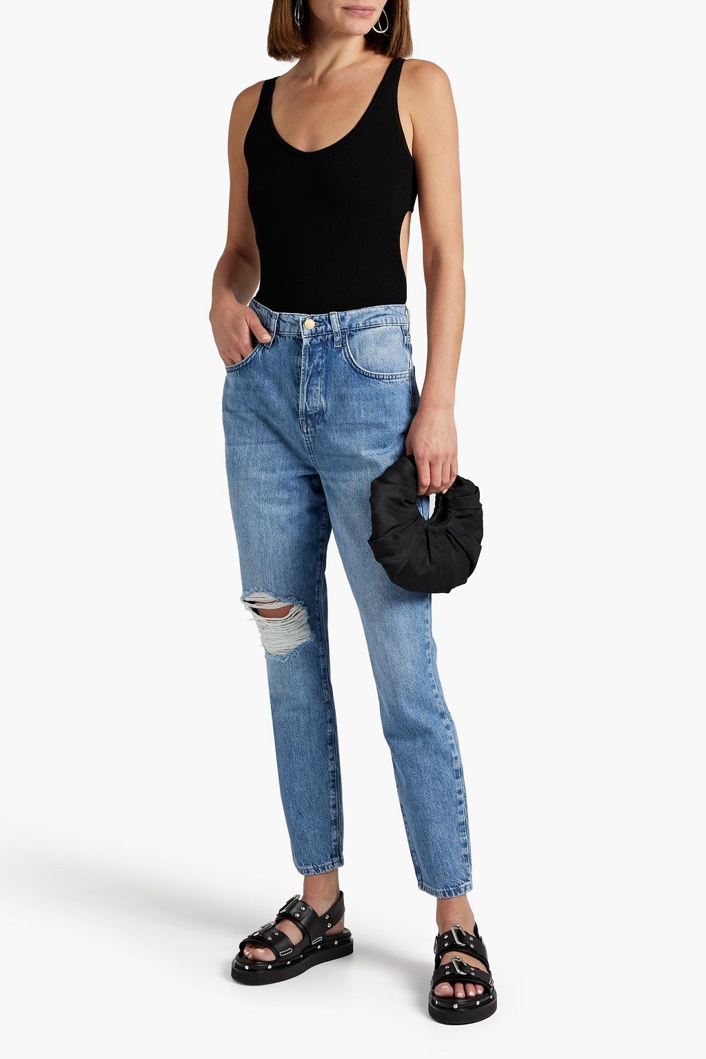 TRIARCHY Verskinny distressed high-rise slim-leg jeans