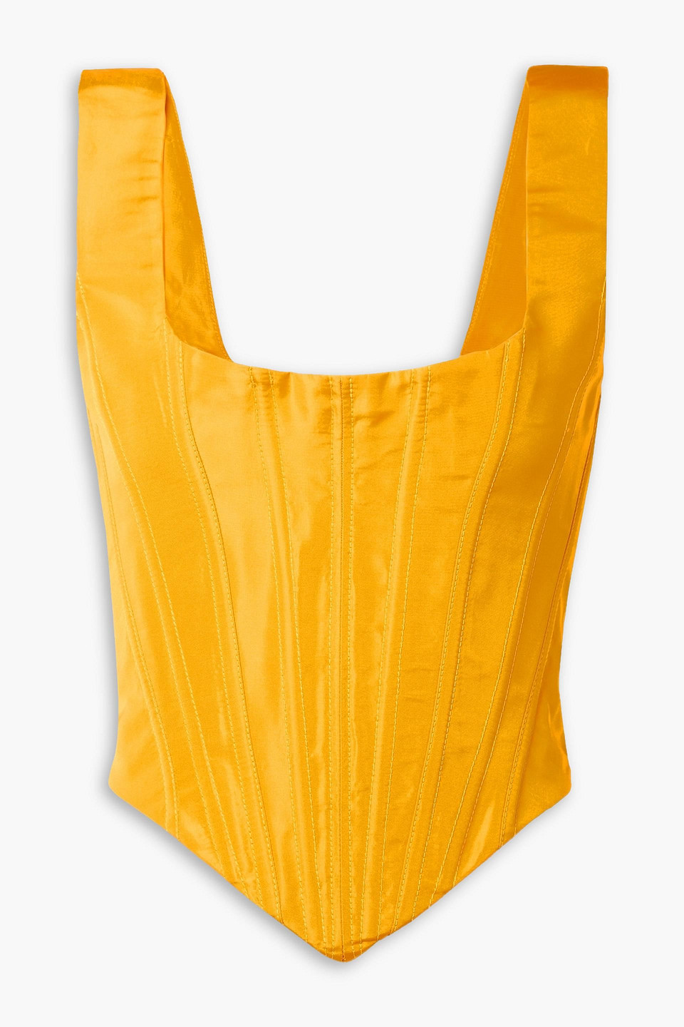 Christopher John Rogers Silk-faille Bustier Top In Saffron