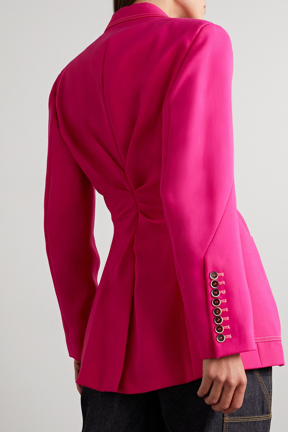 Christopher John Rogers Pleated Back Fitted Jacket In Fuchsia