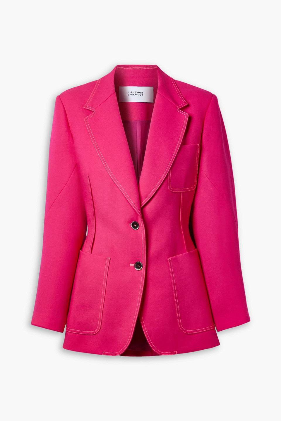 Christopher John Rogers Pleated Back Fitted Jacket In Pink