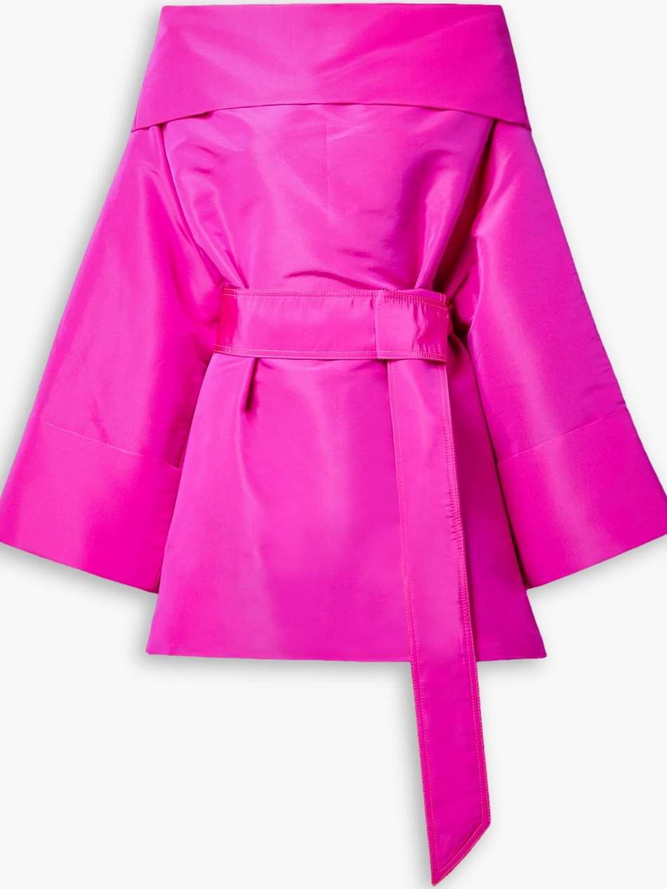 off-the-shoulder silk-faille mini dress