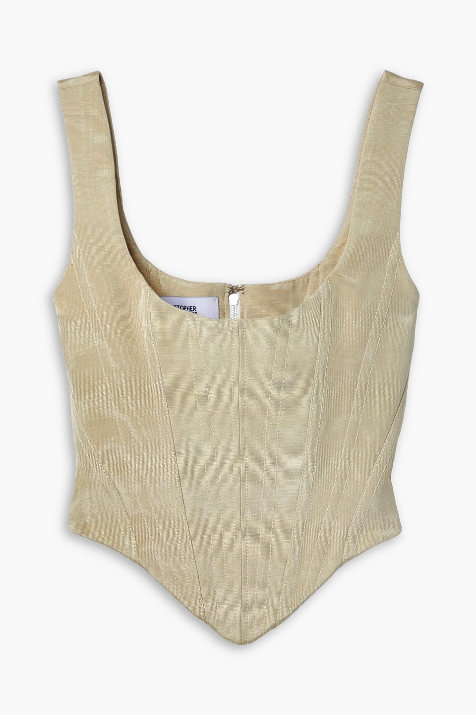 Christopher John Rogers Cotton-blend Moire Bustier Top In Beige