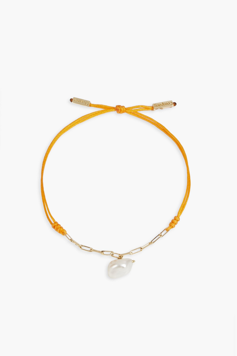 Charms Company 14-karat gold, freshwater pearl and cord bracelet