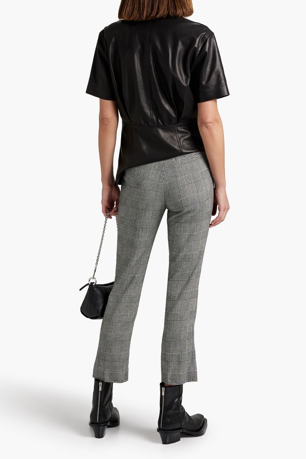 FRAME Cropped houndstooth woven straight-leg pants