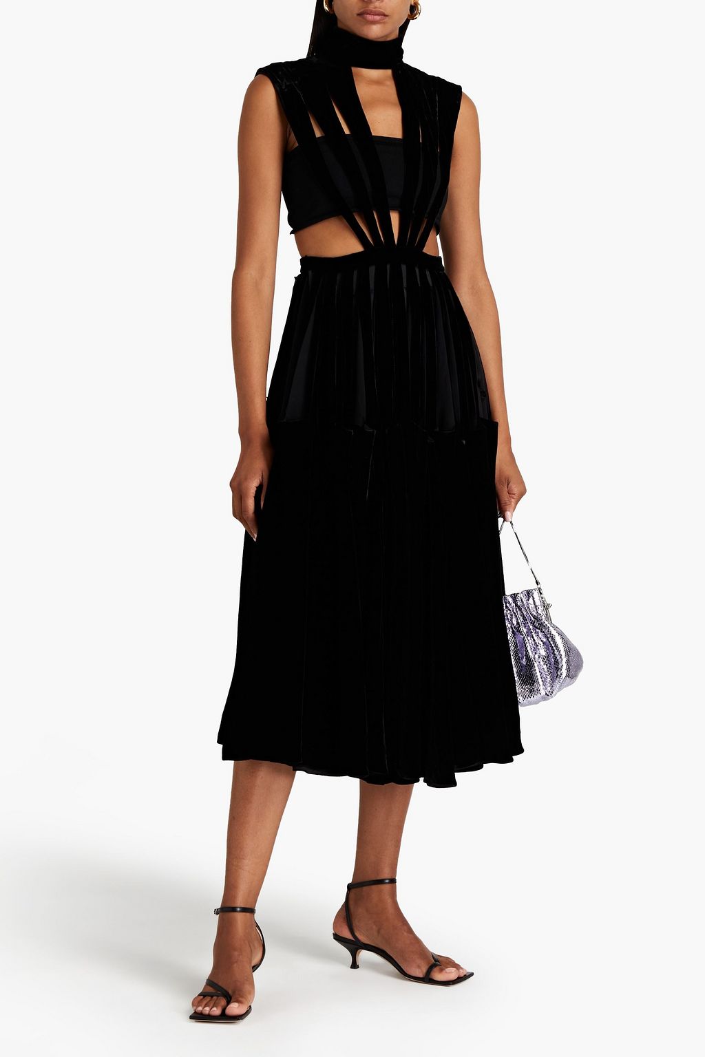 VALENTINO GARAVANI Cutout silk-velvet midi dress