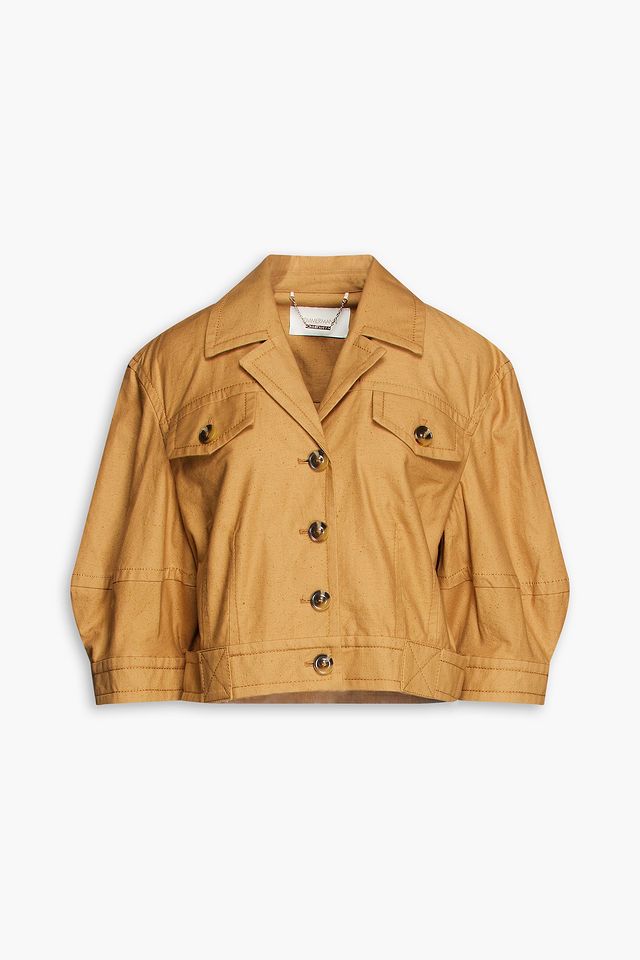 Postcard cropped slub cotton jacket